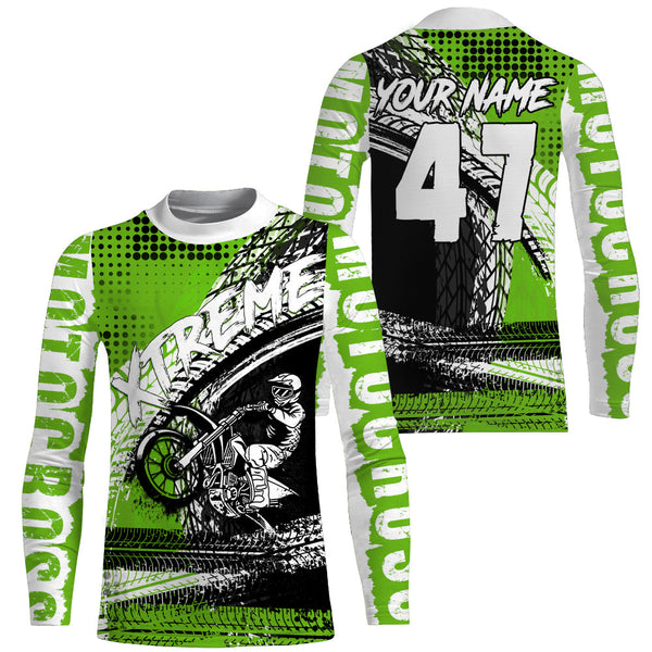 Green MX Jersey Personalized UPF30+ Extreme Dirt Bike Shirt Kid Men Women Off-Road Motorcycle PDT452