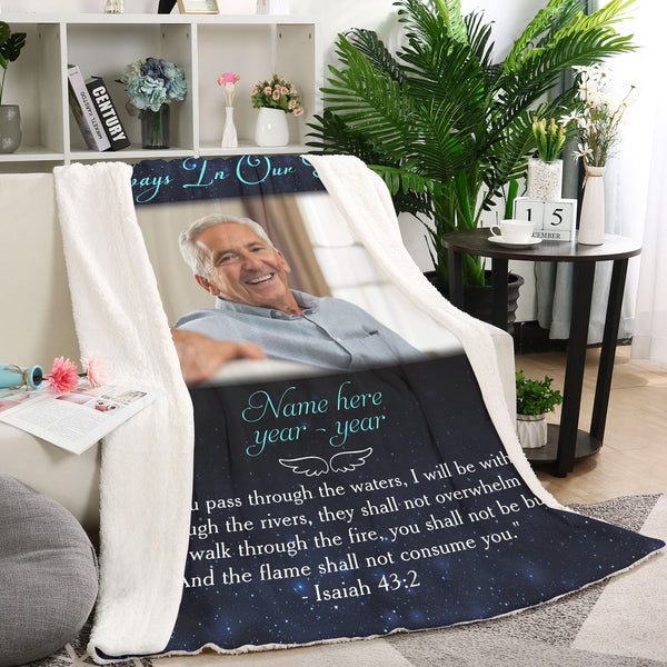 Personalized Memorial Blanket, Always in Our Heart| Remembrance Throw Blanket, Memorial Sympathy Gift| N1722