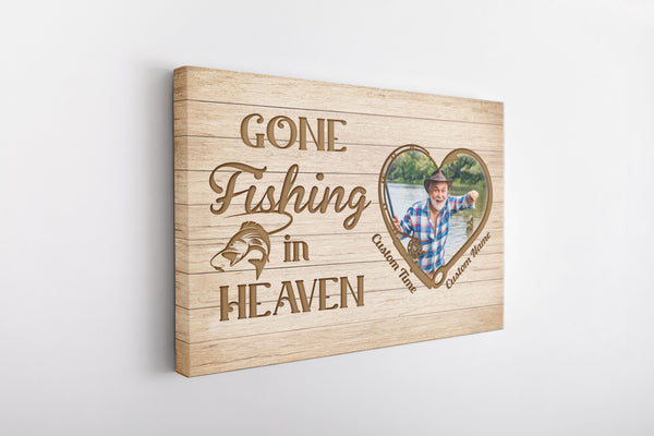 Gone Fishing Memorial Gifts for fishing lover Personalized Sympathy Canvas for loss of loved one VTQ75