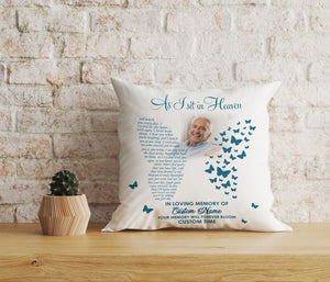 Memorial Pillow| As I Sit In Heaven - Custom Meaningful Remembrance Throw Pillow, Sympathy Gift| JPL59