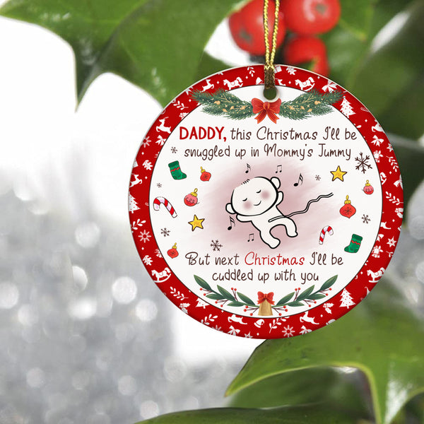 Dad to Be Christmas Ornament - Cute Ornament Gift for New Dad, Expecting Father on Christmas Baby Reveal Pregnancy Announcement| NOM139