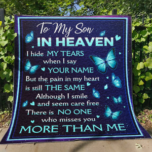 Son Remembrance Blanket - My Son in Heave | Memorial Fleece Throw for Loss of Son, Childhood Cancer, Deepest Sympathy Gift| N1185