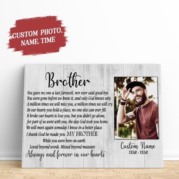 Brother memorial canvas - Brother in heaven remembrance gift, in memory bereavement for loss brother CNT21