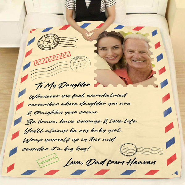 Memorial Blanket - To Daughter from Dad in Heaven| Remembrance Fleece Throw, Deepest Sympathy Gift, Memorial Blankets and Throws for Loss of Father| N2215