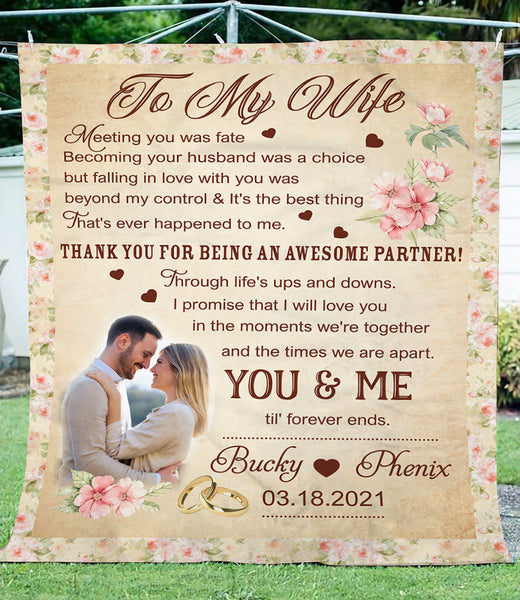 Personalized To My Wife Blanket| I Will Love  You| Best Gifts for Wife from Husband|  Custom Blanket for Wife| Gifts for Wife|  Customized Blanket with Pictures on  Anniversary BP55 Myfihu