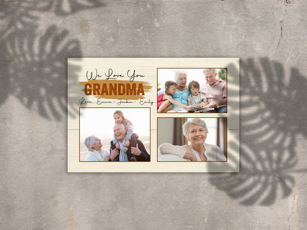 Grandma Personalized Canvas Custom Photo Collage, We Love You Grandma, Nana Mother's Day Gift| N2474