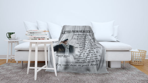 Memorial Blanket - Letter from Heaven Fleece Blanket Personalized Memorial Gift Sympathy Gift for Loss of Father Mother Loved One in Heaven In Loving Memory Remembrance Blanket - JB274