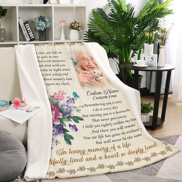 Memorial Fleece Blanket - Life Will Never Be The Same - Personalized Remembrance Fleece Blanket, Memorial Throw, Sympathy Gift for Loss of Loved One Tribute Gift for Deceased  - JB291