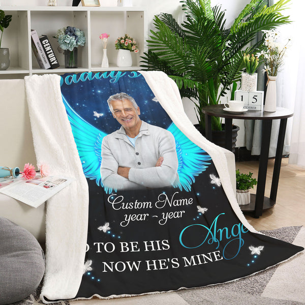 Memorial Blanket| Daddy's Girl - Custom Image Blanket | Angel Dad in Heaven| Meaningful Remembrance Fleece Throw, Deepest Grief Sympathy Gift for Loss of Father for Daughter| T217