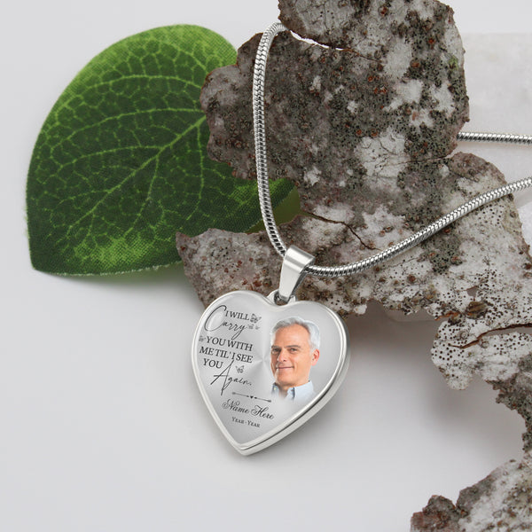 Personalized remembrance necklace with picture inside, Memorial sympathy bereavement gift for loss NNT01