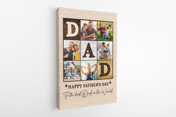 Dad Personalized Canvas Happy Fathers Day Custom Photo Collage Fathers Day Gift Keepsake for Daddy| N2607