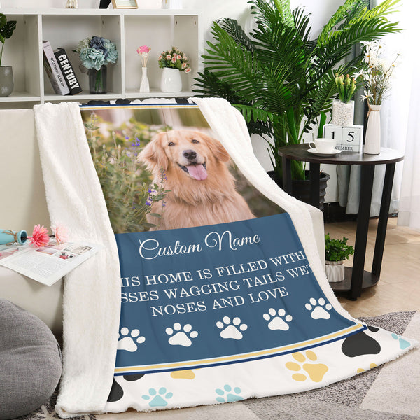 Dog Memorial Blanket| Custom Dog Pawprint Fleece Blanket, Dog Memorial Gift, Dog Remembrance, Sympathy Gift for Dog Owners, Loss of Dog| JBD344