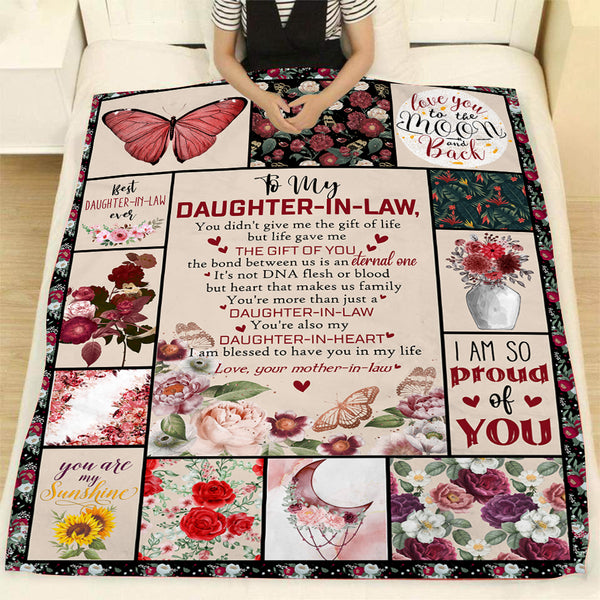 Floral Blanket To My Daughter-in-law Fleece Blanket - Thought Gift for Daughter-in-law from Mother-in-law Daughter-in-law Gift for Christmas Birthday Anniversary Wedding - JB247