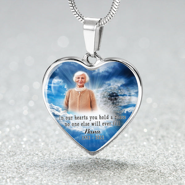 Memorial necklace with picture| Personalized sympathy remembrance jewelry| Keepsake gifts for loss NNT12