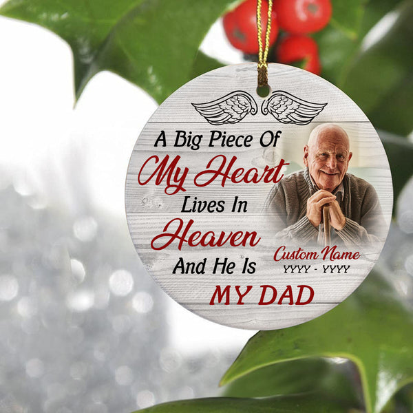 Dad Remembrance Ornament - Personalized Angel In Heaven Christmas Sympathy Gift For Loss Of Father ODT119