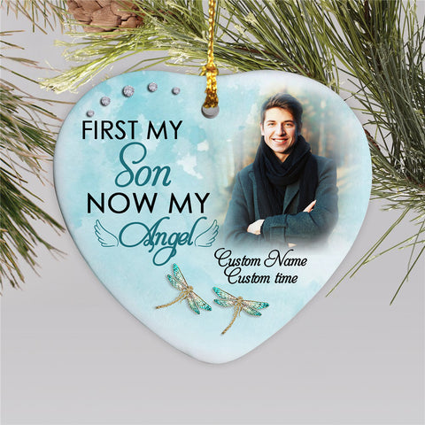 Custom Memorial Ornament - My Angel Son, Christmas in Heaven, Remembrance Home Decor, Memorial Gift for Loss of Son, In Loving Memory of Son| NOM54