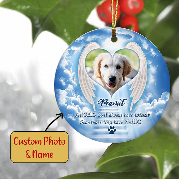 Pet Memorial Ornament Custom Photo - Stairway to Heaven, Pet Loss Christmas Ornament, Remembrance for Loss of Dog, Loss of Cat, Sympathy Gift for Dog Owners| NOM19