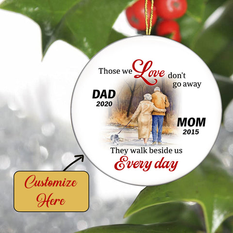 Dad & Mom Memorial Ornament - Old Couple Christmas in Heaven, Christmas Remembrance Home Decor, Memorial Gift for Loss of Parents| NOM116