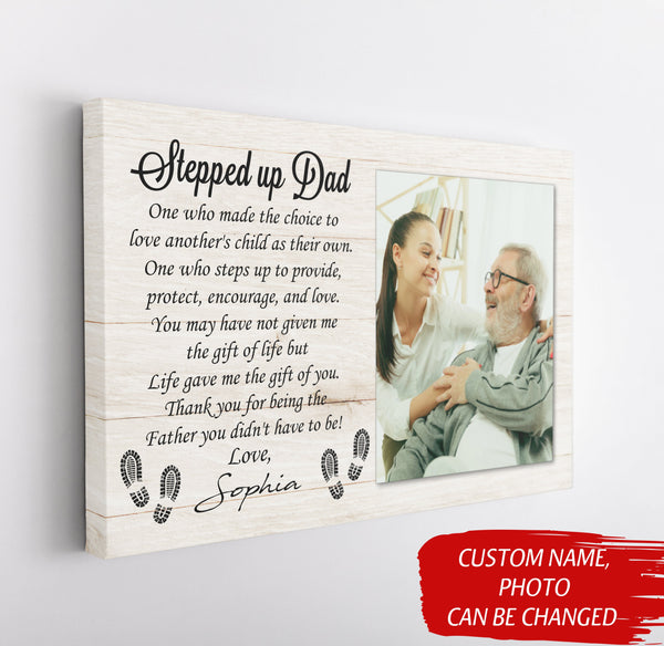 Step up Dad Ever Personalized Canvas Thank You Fathers Day Gift for Bonus Dad Step Father Gift| N2600