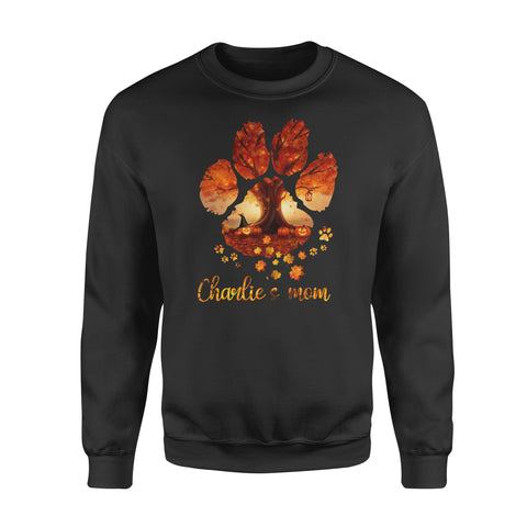 Custom dog's name dog paws mom autum halloween personalized gift - Standard Crew Neck Sweatshirt