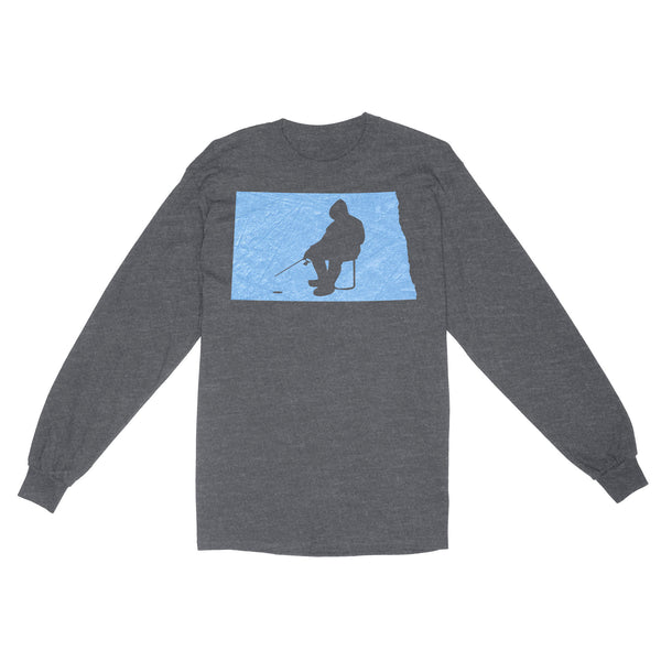 North Dakota Ice Fishing Shirts, Winter Fishing North Dakota State Love Fishing Long Sleeve - FSD2926 D06