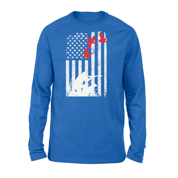 Duck hunting american flag 4th July , duck hunting dog NQSD39 - Standard Long Sleeve