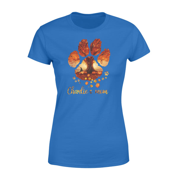 Custom dog's name dog paws mom autum halloween personalized gift - Standard Women's T-shirt