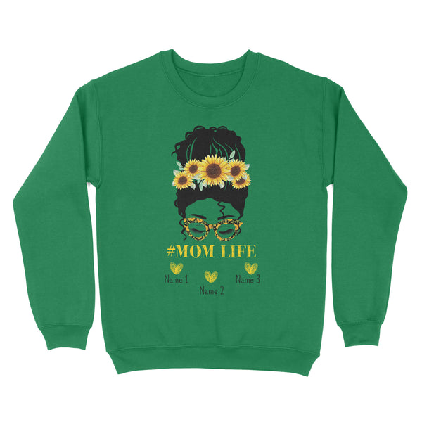Beautiful mom life shirt sunflower customize name kids, mother's day shirt ideas D06 NQS1540 - Standard Crew Neck Sweatshirt