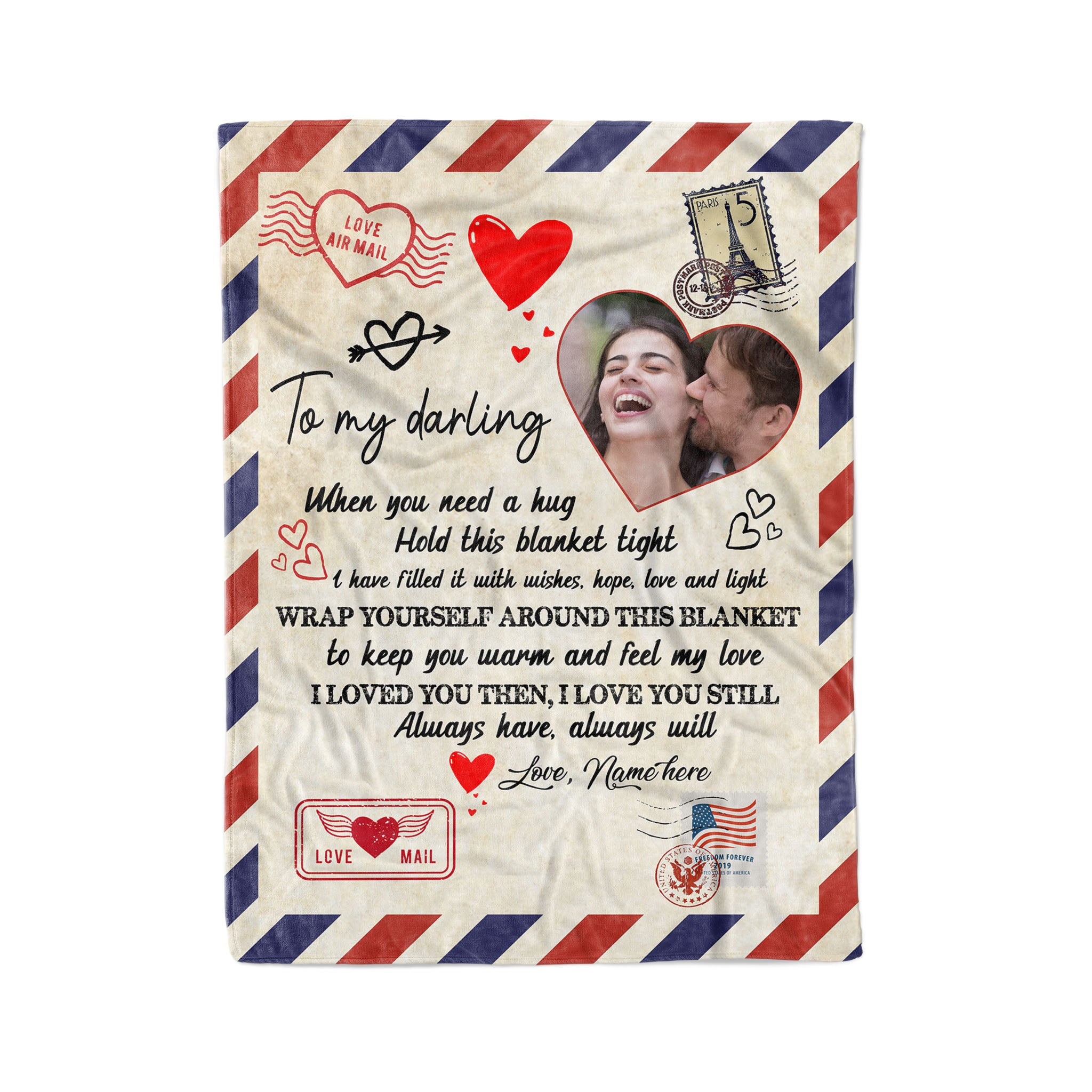 To my darling Custom Name and photo letter blanket I loved you then I love you still Husband Wife boyfriend girlfriend blanket - FSD1370D05