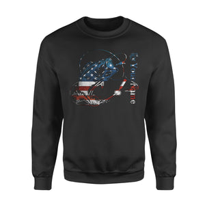 US Bass Fishing American Flag 4th July Custom name Crew Neck Sweatshirt D02 NQS1248