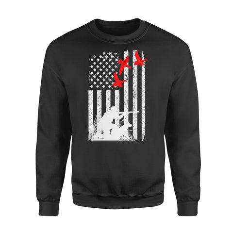 Duck hunting american flag 4th July, duck hunting dog NQSD39 - Standard Crew Neck Sweatshirt