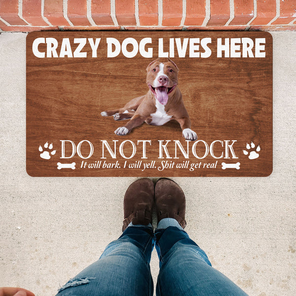 Custom Dog Doormat| Crazy Dog Lives Here Dog Welcome Mat| Gift for Dog Lovers, Dog Mom, Dog Owner| JDM68