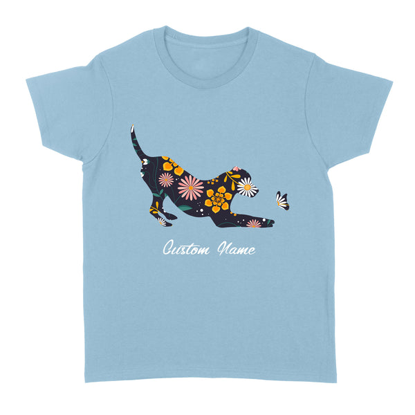 Floral Labrador Retriever T-shirt| Custom Name Lab Owner Shirt Labrador Owner Gift Lab Mom Gift| JTSD338