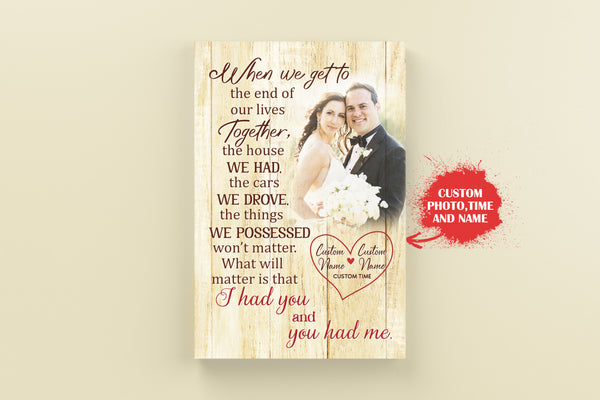 Personalized Anniversary Gift for Couple, Part| I Had You & You Had Me Wall Art| Custom Sentimental Gift for Husband Wife on Valentine's Day Christmas Anniversary Dad Birthday Day JC583 Myfihu