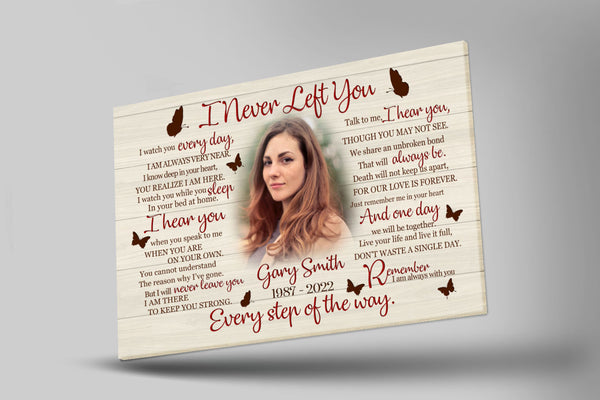 I Never Left You Personalized Sympathy Canvas for Loss of Loved One, Memorial Gifts for Loss of Sister Daughter - VTQ125