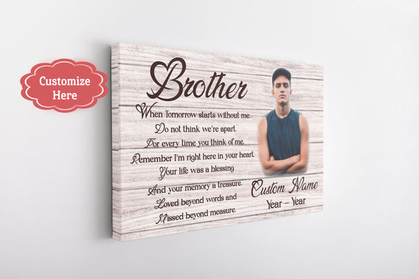 Personalized Memorial Canvas for loss of loved one, Meaningful Sympathy Gift for Loss of Brother My Angel Brother - VTQ137