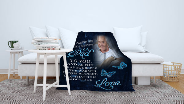 Memorial Blanket for Loss of Dad - Personalized Memorial Gift for Loss of Dad, Loss Father Gift Sympathy Blanket for Loss of Dad In Loving Memory of Dad in Heaven - JB280