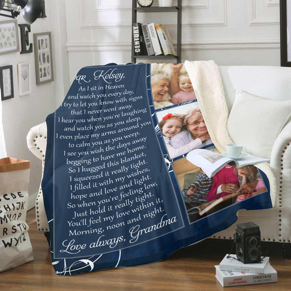 Memorial Blanket| As I Sit In Heaven - Custom Letter Blanket | Meaningful Remembrance Fleece Throw, Sympathy Gift | T553