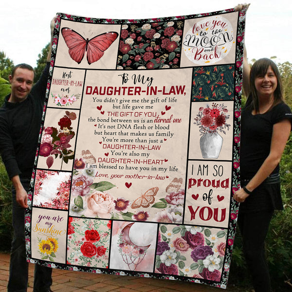 Floral Blanket To My Daughter-in-law Fleece Blanket - Thought Gift for Daughter-in-law from Mother-in-law Daughter-in-law Gift for Christmas Birthday Anniversary Wedding - JB247