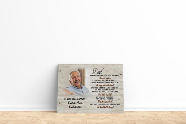 Dad Remembrance Personalized Canvas, Missing Dad Father's Day in Heaven, Sympathy Gift Loss of Father| N2596