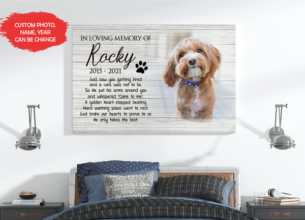 Personalized Canvas| Pet Loss Memorial| God Saw You Getting Tired| Pet Remembrance, Loss of Dog, Loss of Cat Sympathy Gift for Pet Owners, Paw Friend Loss| N2317