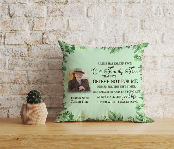 Personalized Memorial Pillow| Grieve Not For Me| Sympathy Gift for Loss of Father, Mother, Loved One| JPL84