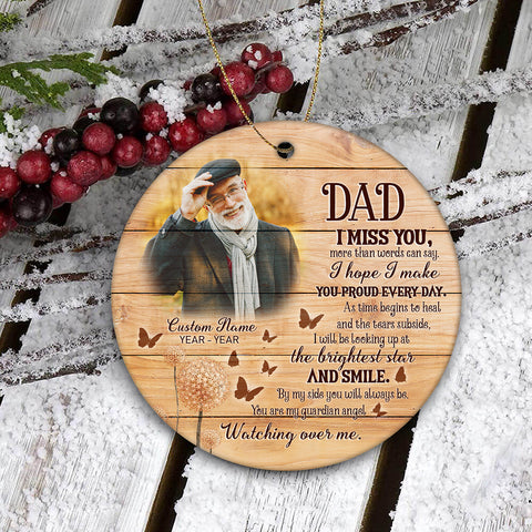 Dad Memorial Ornament - Dad I Miss You, Christmas Dad Remembrance Home Decor, Memorial Gift for Loss of Father in Memory| NOM194