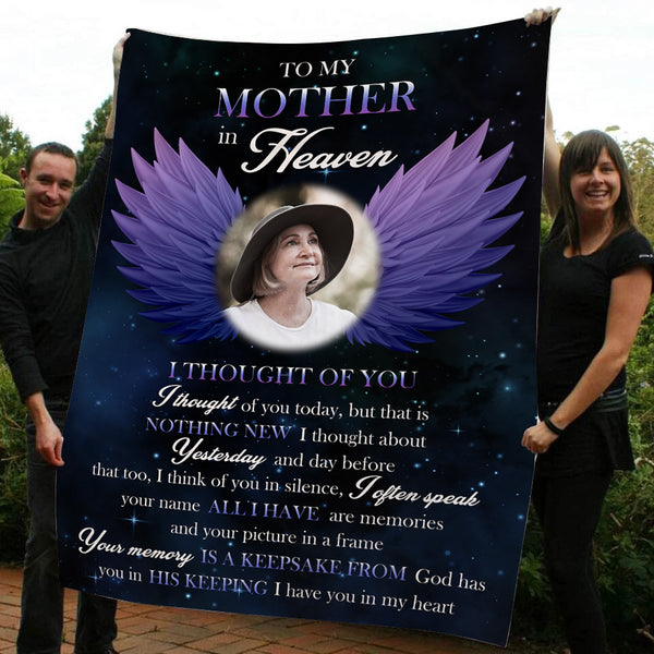 Personalized mom sympathy blanket, Remembrance gift for loss of angel mother, memorial gift BNT03