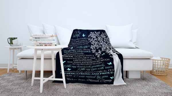 Dad Blanket| Personalized Blanket for Dad - Blue Blanket for Dad| Gift for Dad from Daughter Son| Dad Gift Father Gift for Christmas Father's Day Birthday| JB75