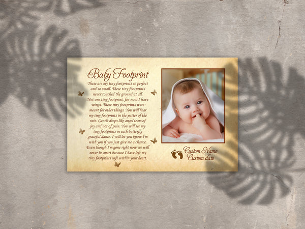 Memorial Canvas Personalized| Baby Footprint | Loss of Baby, Loss of Child, Infant Loss, Toddler, Child Loss Memorial Gifts| Remembrance Sympathy Gift for Grieving Mom| T1062