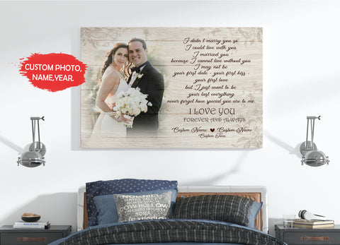 Personalized Anniversary Canvas for Couple| I Love You Forever and Always - Gift for Wife, Gift for Husband, Gift for Lover| Wedding Anniversary, Valentine, Christmas, Birthday| JC449