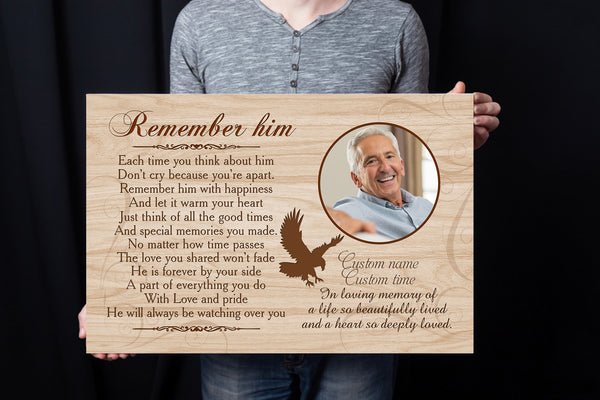 Personalized Memorial Canvas| Remember Him Memorial Gift for Loss of Father, Grandfather, Brother, Son| Remembrance Gift JC256 Myfihu