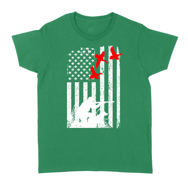 Duck hunting american flag 4th July, duck hunting dog NQSD39 - Standard Women's T-shirt