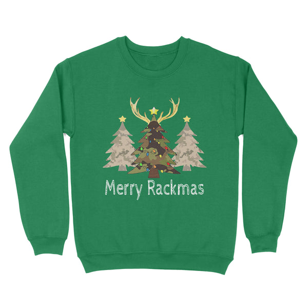 Deer, Elk, Moose hunting Merry Rackmas hunting gift for men Standard Crew Neck Sweatshirt